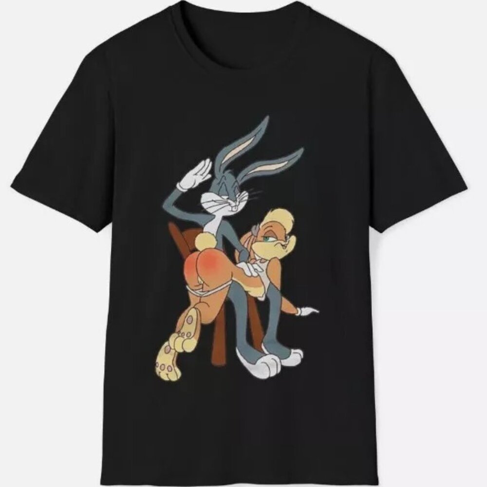 Bugs Spanking Lola Funny Meme Cartoon Unisex Softstyle T-Shirt
